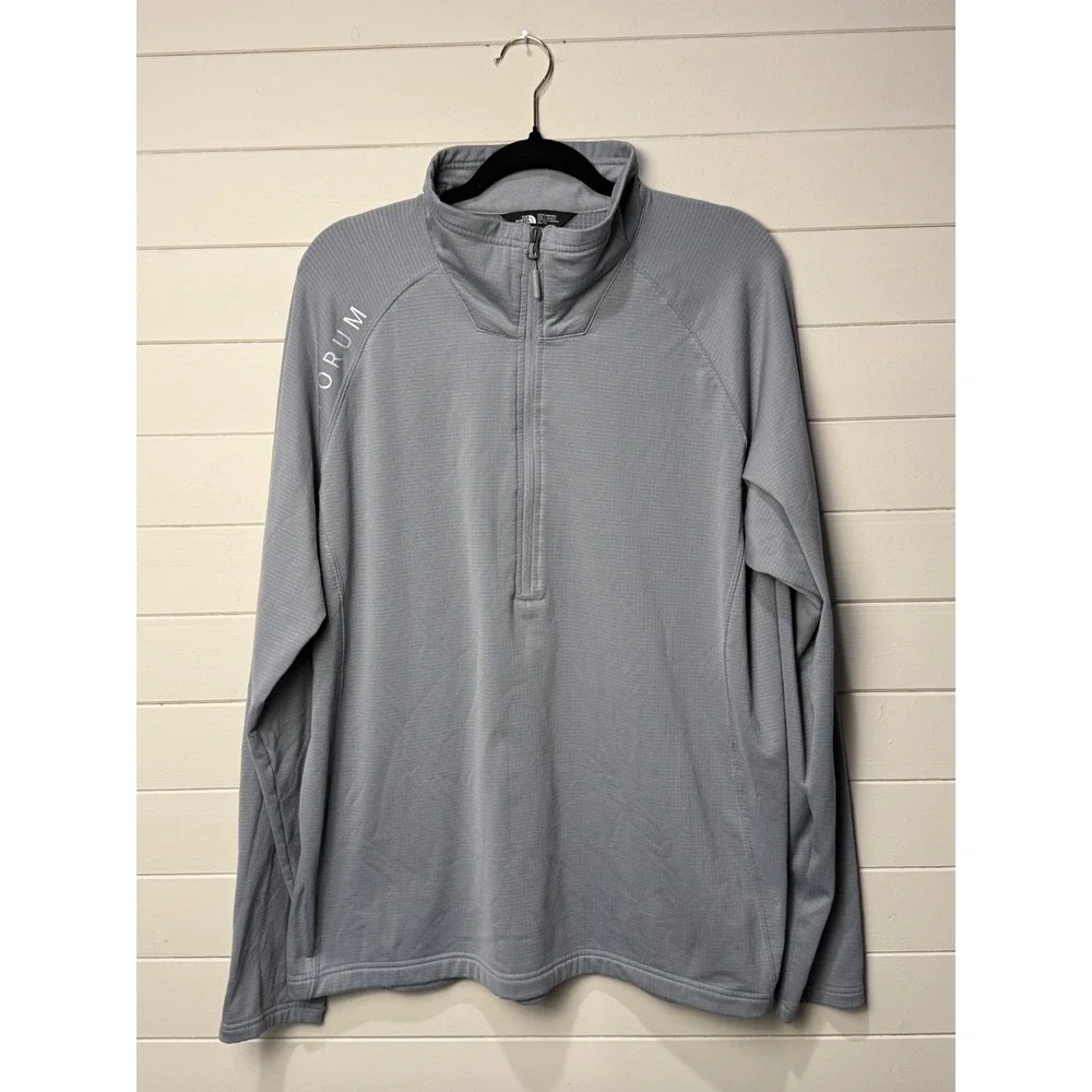 The North Face Echo Rock 1/4 Zip Mens XL Grey Waffle Grid Fleece Pullover Jacket